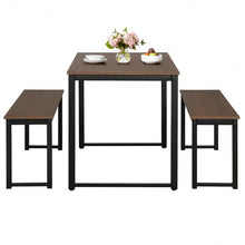 Load image into Gallery viewer, Modern 3 Piece Dining Table with 2 Benches