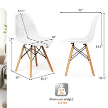 Load image into Gallery viewer, 4 Pcs Modern Plastic Hollow Chair Set with Wood Leg-White