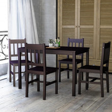 Load image into Gallery viewer, 5 pcs Wood Dining 4 Chairs & Table Set-Black