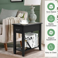 Load image into Gallery viewer, 2 Tier End Bedside Sofa Side Table Narrow Nightstand-Black