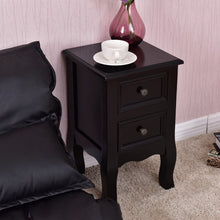 Load image into Gallery viewer, Wood Accent End Nightstand w/ 2 Storage Drawers-Black