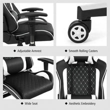 Load image into Gallery viewer, Massage Gaming Chair with Lumbar Support and Headrest-White