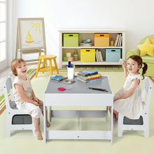 Load image into Gallery viewer, Kids Table Chairs Set With Storage Boxes Blackboard Whiteboard Drawing-White