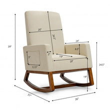 Load image into Gallery viewer, Rocking High Back Upholstered Lounge Armchair with Side Pocket-Beige