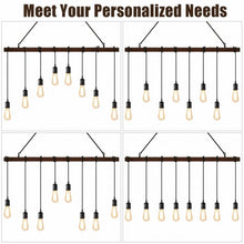 Load image into Gallery viewer, 8-light Industrial Pendant Light Wood Hanging Chandelier Fixture