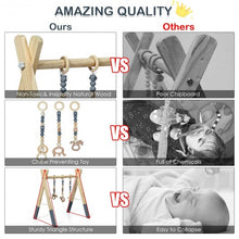 Load image into Gallery viewer, 3 Wooden Baby Teething Toys Hanging Bar-Gray