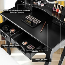 Load image into Gallery viewer, Makeup Vanity Dressing Table Set with Dimmable Bulbs Cushioned Stool-Black
