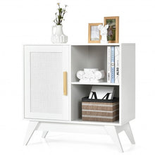 Load image into Gallery viewer, Storage Cabinet Free Standing with Adjustable Shelves Weaved Door-White