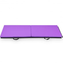 Load image into Gallery viewer, 6� x 24" x 1.5'' Thick Two Folding Panel Gymnastics Mat-Purple