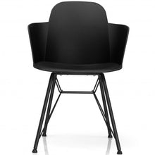 Load image into Gallery viewer, Set of 2 Metal Frame Modern Petal-Shape Plastic Dining Chair-Black