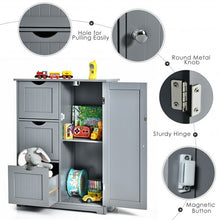 Load image into Gallery viewer, Bathroom Floor Cabinet Side Storage Cabinet with 3 Drawers and 1 Cupboard-Gray