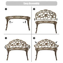 Load image into Gallery viewer, Aluminum Patio Outdoor Garden Bench Chair Loveseat Cast-Bronze