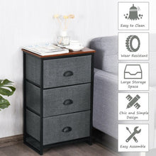 Load image into Gallery viewer, Nightstand Side Table Storage Tower Dresser Chest with 3 Drawers-Black
