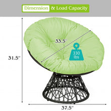 Load image into Gallery viewer, Rattan Papasan Chair Ergonomic 360-degree Swivel Soft Cushion Garden-Green