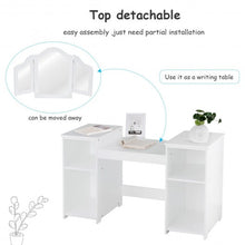 Load image into Gallery viewer, Kids Tri Folding Mirror Makeup Dressing Vanity Table Set-White