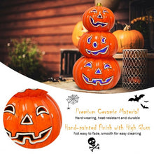Load image into Gallery viewer, 3-Tier Color-Changing Lighted Ceramic Pumpkin Lantern