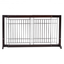 Load image into Gallery viewer, Adjustable Solid Wood Free Stand Dog Gate Pet Fence