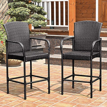 Load image into Gallery viewer, 2 pcs Outdoor Rattan Set High Chairs