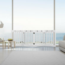 Load image into Gallery viewer, 24" Folding Wooden Freestanding Pet Gate Dog Gate with 360° Hinge -White