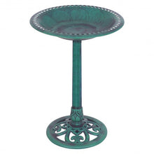 Load image into Gallery viewer, Outdoor Garden Green Pedestal Bird Bath Feeder