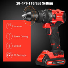 Load image into Gallery viewer, 20V Cordless Brushless Hammer Drill Kit