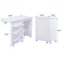Load image into Gallery viewer, White Folding Swing Craft Table Storage Shelves Cabinet