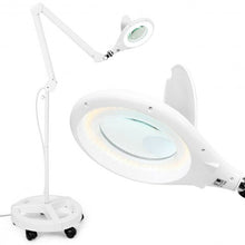 Load image into Gallery viewer, 2-in-1 LED Magnifying Glass Floor Lamp with Rolling Wheel-White