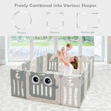 Load image into Gallery viewer, 16-Panel Baby Activity Center Play Yard with Lock Door -Beige