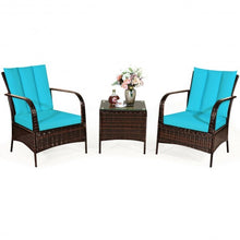 Load image into Gallery viewer, 3 PCS Patio Rattan Furniture Set-Turquoise