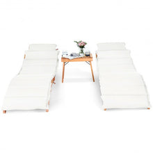 Load image into Gallery viewer, 3PCS Wooden Folding Patio Lounge Chair Table Set