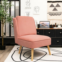 Load image into Gallery viewer, Velvet Accent Chair with Rubber Wood Legs for Living Room-Pink