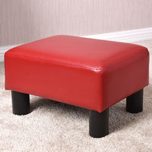 Load image into Gallery viewer, Small PU Leather Rectangular Seat Ottoman Footstool-Red