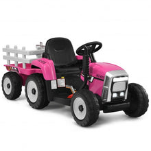 Load image into Gallery viewer, 12V Kids Ride On Tractor with Trailer Ground Loader-Pink