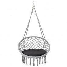 Load image into Gallery viewer, Macrame Cushioned Hanging Swing Hammock Chair-Gray