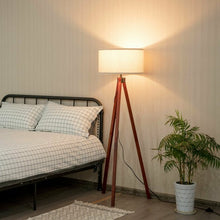 Load image into Gallery viewer, Modern Wood Tripod Floor Lamp with Foot Switch