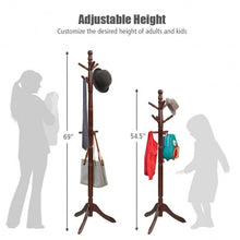 Load image into Gallery viewer, Adjustable Free Standing Wooden Coat Rack-Brown
