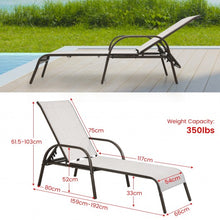 Load image into Gallery viewer, Adjustable Patio Chaise Outdoor Folding Lounge Chair with Adjustable Backrest-Gray