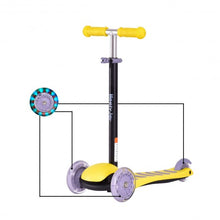 Load image into Gallery viewer, Adjust Handle 3 LED Light up PU Wheels Kids Kick Scooter-Yellow