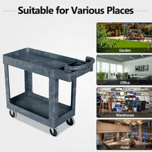 Load image into Gallery viewer, Plastic Utility Service Cart 550 lbs Capacity 2 Shelves Rolling