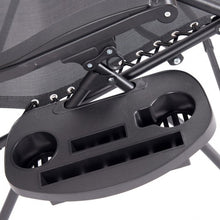 Load image into Gallery viewer, Folding Recliner Lounge Chair with Shade Canopy Cup Holder-Black