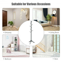 Load image into Gallery viewer, Adjustable Wooden Tree Coat Rack with 8 Hooks-Gray