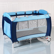 Load image into Gallery viewer, Foldable Baby Crib Playpen w/ Mosquito Net and Bag-Blue