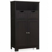 Load image into Gallery viewer, Bathroom Wooden Side Cabinet with 2 Drawers and 2 Doors-Coffee