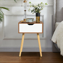 Load image into Gallery viewer, End Side Storage Drawer Nightstand with Solid Wooden Leg