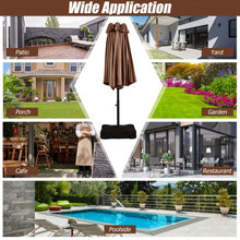 Load image into Gallery viewer, 15 Foot Extra Large Patio Double Sided Umbrella with Crank and Base-Tan