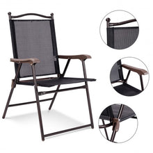 Load image into Gallery viewer, Set of 2 Patio Folding Sling Back Camping Deck Chairs-Black