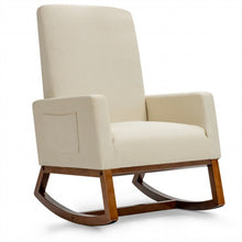 Load image into Gallery viewer, Rocking High Back Upholstered Lounge Armchair with Side Pocket-Beige