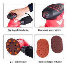 Load image into Gallery viewer, 5" Palm Random Orbit Sander with Dust Collector and Sandpapers