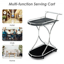 Load image into Gallery viewer, Glass Serving Rolling Bar Cart with Metal Frame