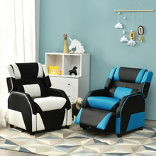 Load image into Gallery viewer, Kids Youth PU Leather Gaming Sofa Recliner with Headrest and Footrest-Blue